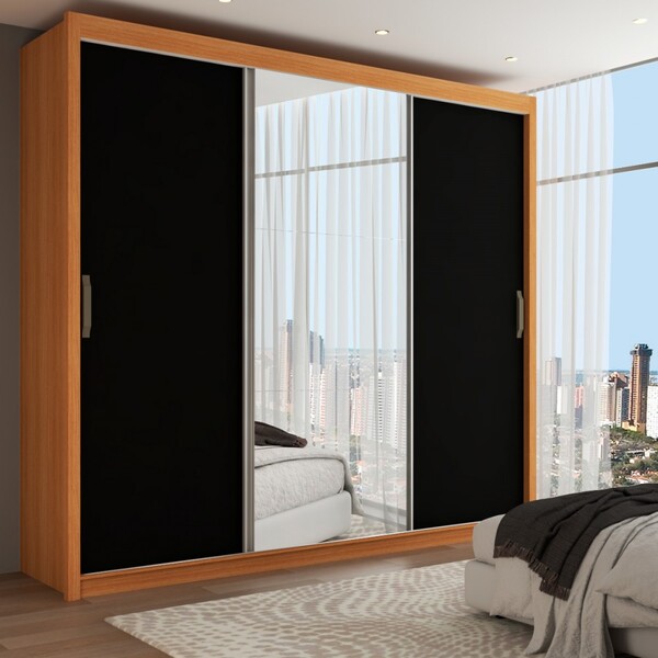 Guarda-roupa Casal Hamburgo 3 Portas 4 Gavetas Com Espelho Na