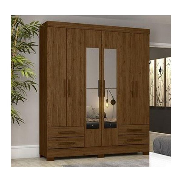 Guarda Roupa Casal Henn Briz 6 Portas 4 Gavetas Com Espelho