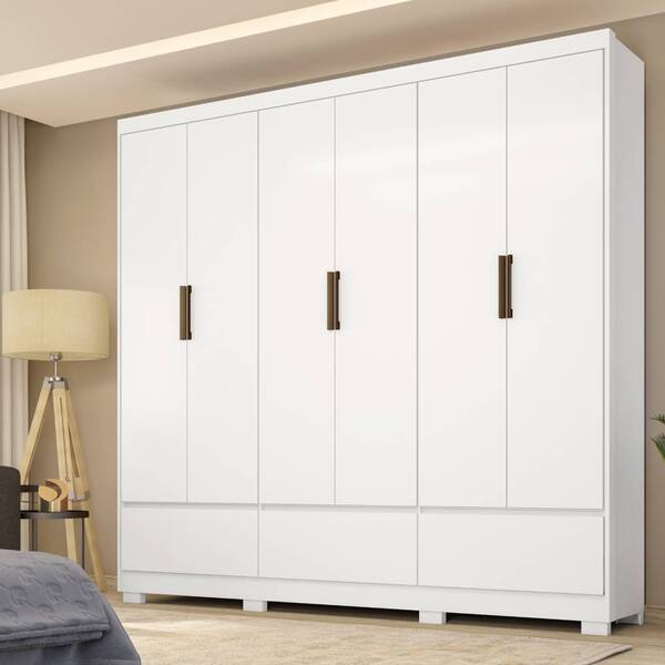 Guarda Roupa Casal Himalaia 6 Portas 3 Gavetas Branco Tana De