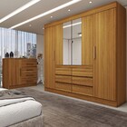 Guarda-roupa Casal Honey 4 Portas 6 Gavetas 1 Porta 4 Gavetas