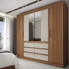 Guarda-roupa Casal Honey 4 Portas 6 Gavetas Com Espelho Amênd