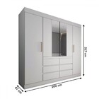 Guarda-roupa Casal Honey 4 Portas 6 Gavetas Com Espelho Branc