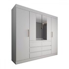 Guarda-roupa Casal Honey 4 Portas 6 Gavetas Com Espelho Branc