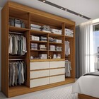 Guarda-roupa Casal Honey 4 Portas 6 Gavetas Com Espelho Cinam