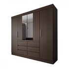 Guarda-roupa Casal Honey 4 Portas 6 Gavetas Com Espelho Ébano