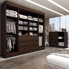 Guarda-roupa Casal Honey 5 Portas 10 Gavetas Com Espelho Éban