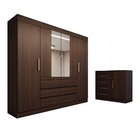 Guarda-roupa Casal Honey 5 Portas 10 Gavetas Com Espelho Éban