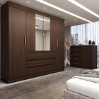 Guarda-roupa Casal Honey 5 Portas 10 Gavetas Com Espelho Éban
