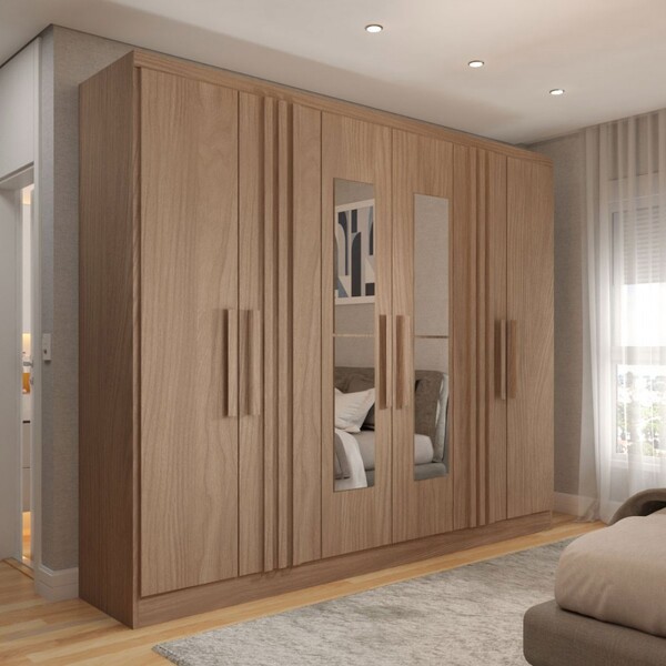 Guarda-roupa Casal Hungria Com Espelho Nature - Panorama Móve