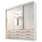 Guarda-roupa Casal Ibiza 3 Portas 9 Gavetas Com Espelho Branc