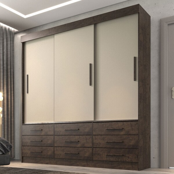 Guarda-roupa Casal Ibiza 3 Portas 9 Gavetas Ipe/off 13349 - S