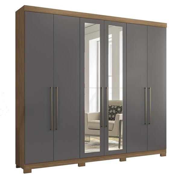 Guarda Roupa Casal Imaginare 6 Portas Com Espelho E Pés - Pr