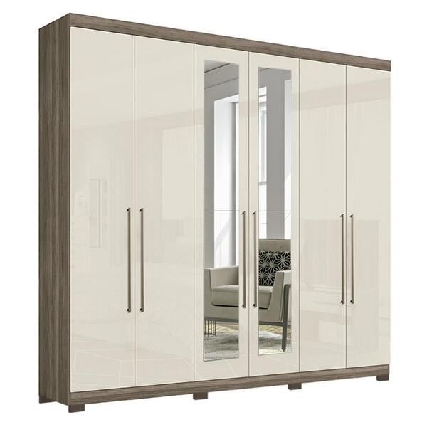 Guarda Roupa Casal Imaginare 6 Portas Com Espelho E Pés - Pr