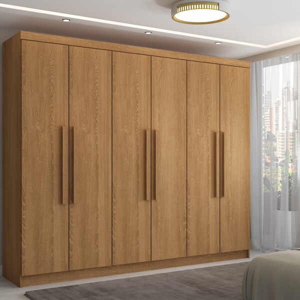Guarda-roupa Casal Império 6 Portas 2 Gavetas Nature - Pnr Mó