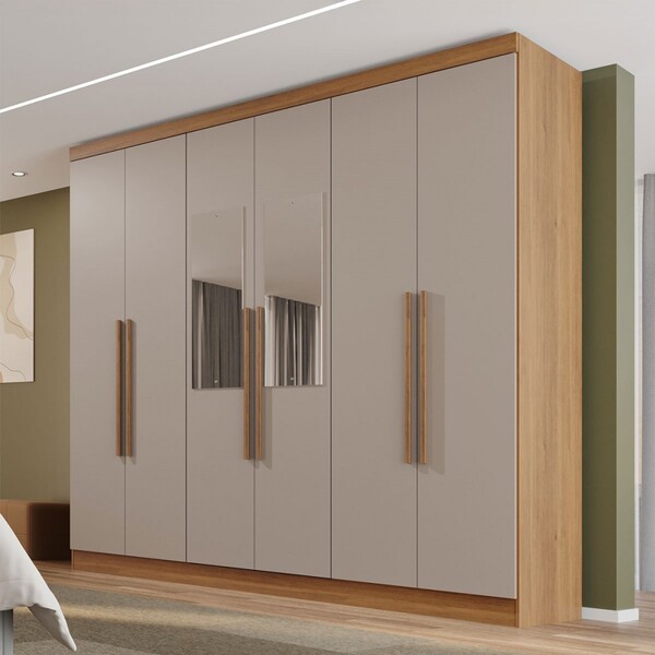 Guarda-roupa Casal Itália 6 Portas 4 Gavetas Com Espelho Cina