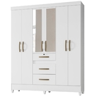 Guarda Roupa Casal Itatiba Com Espelho 6 Portas Branco Moval