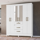 Guarda Roupa Casal Itatiba Com Espelho 6 Portas Branco Moval