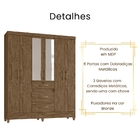 Guarda Roupa Casal Itatiba Com Espelho 6 Portas Castanho Wood