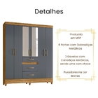 Guarda Roupa Casal Itatiba Com Espelho 6 Portas Freijó Cinza