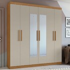 Guarda-roupa Casal Jazz 6 Portas 3 Gavetas Com Espelho Amêndo