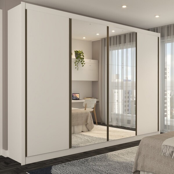 Guarda-roupa Casal Jeremy 4 Portas 4 Gavetas Com Espelho Bran