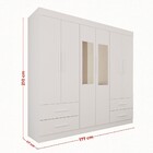 Guarda-roupa Casal Kali 6 Portas 4 Gavetas Com Espelho Branco