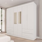Guarda-roupa Casal Kali 6 Portas 4 Gavetas Com Espelho Branco