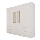 Guarda-roupa Casal Kali 6 Portas 4 Gavetas Com Espelho Branco