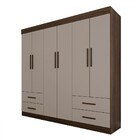 Guarda-roupa Casal Kali 6 Portas 4 Gavetas Savana/off White -