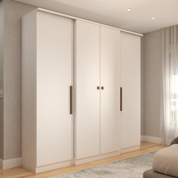 Guarda-roupa Casal Kansas 4 Portas 2 Gavetas Branco - Panoram