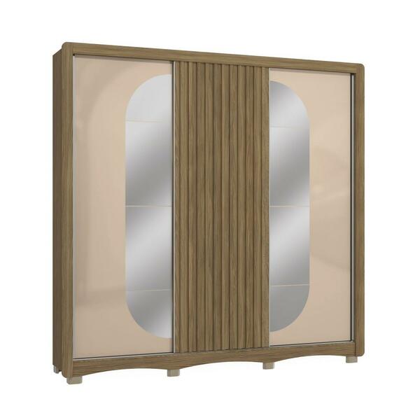 Guarda-roupa Casal Kappesberg 3 Portas De Correr Com Espelho
