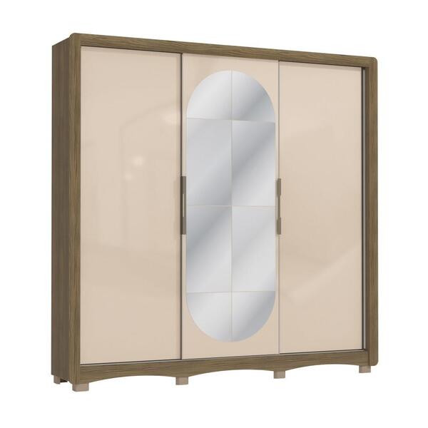 Guarda-roupa Casal Kappesberg 3 Portas De Correr Com Espelho