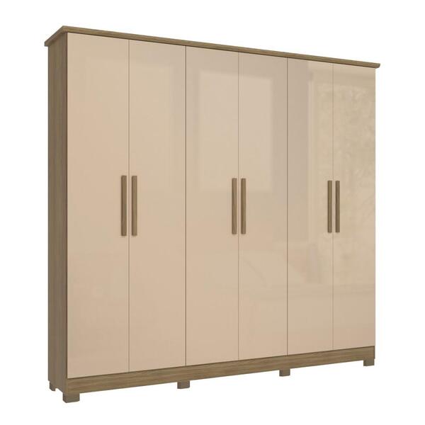 Guarda-roupa Casal Kappesberg 6 Portas 4 Gavetas Marrom Bege