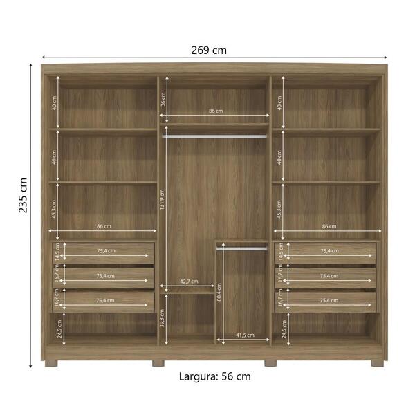 Guarda Roupa Casal 6 Portas 6 Gavetas Cb03n566 Kappesberg | Leroy