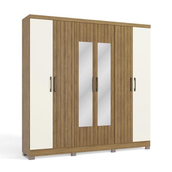 Guarda-roupa Casal Kappesberg 6 Portas Com Espelho Marrom Off