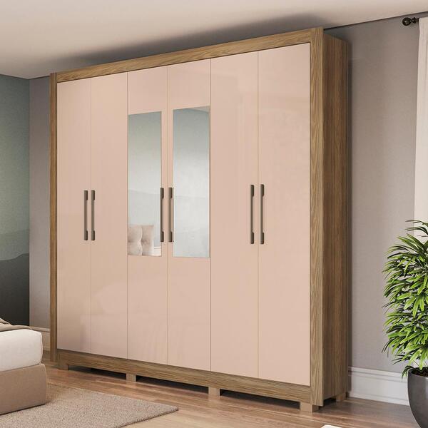 Guarda Roupa Casal Kappesberg Com Pés E Espelho 6 Portas 2 Ga