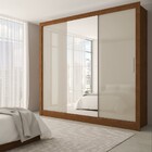 Guarda-roupa Casal Katherine Slim 3 Portas Com Espelho Cinamo