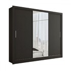 Guarda-roupa Casal Katherine Slim 3 Portas Com Espelho Preto