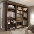 Guarda-roupa Casal Khiara 6 Portas 3 Gavetas Ébano Rústico/of