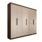 Guarda-roupa Casal Khiara 6 Portas 3 Gavetas Ébano Rústico/of