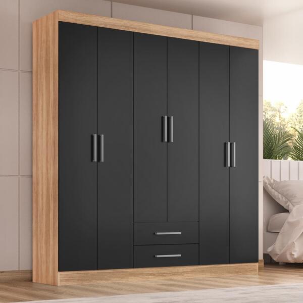 Guarda Roupa Casal Kioto 6 Portas 2 Gav