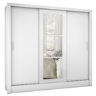 Guarda-roupa Casal Lara 3 Portas 3 Gavetas Com Espelho Branco