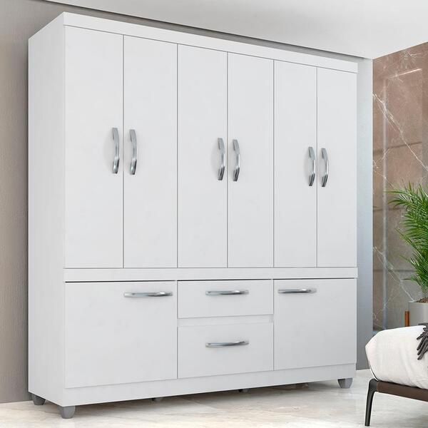 Guarda Roupa Casal Laura 8 Portas Branco - Móveis Arapongas