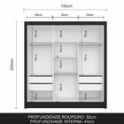 Guarda Roupa Casal Layla 3 Pts Espelho Central Preto Fosco -