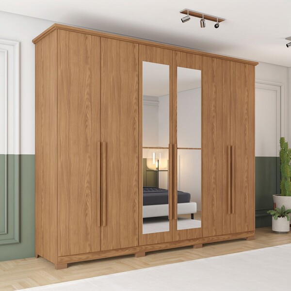 Guarda-roupa Casal Leblon 6 Portas 6 Gavetas Com Espelho Jequ