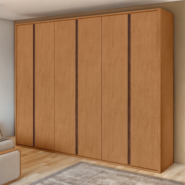 Guarda-roupa Casal Leder 6 Portas 100% Mdf Amêndoa Clean