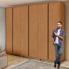 Guarda-roupa Casal Leder 6 Portas Com Pés 100% Mdf Amêndoa Cl