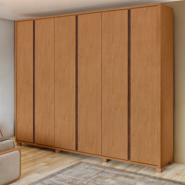 Guarda-roupa Casal Leder 6 Portas Com Pés 100% Mdf Amêndoa Cl