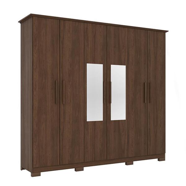 Guarda Roupa Casal Lima 6 Portas E 3 Gavetas Com Espelho - Mó