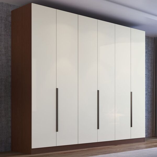 Guarda-roupa Casal Linea 6 Portas 4 Gavetas 100% Mdf Nozes/cr